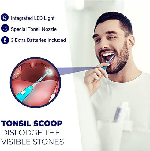 ORAVIX Tonsil Stone Remover | Tonsil Stone Removal Kit | Tonsil Stone Treatment | Tonsil Stone Removal | Tonsil Cleaner | Three Tonsil Stone Removal Tools | Lighted Pick, Irrigator & Tongue Scraper