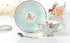 Fine Bone China Tea Cups and Saucers, Pastel Blue Floral Design Coffee Mug Tea Cups Set with Gift Box for Women Mom, 7 Ounces