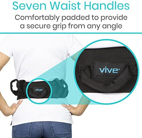 Vive Transfer Belt with Handles - Medical Nursing Safety Gait Patient Assist - Bariatric, Pediatric, Elderly, Handicap, Occupational & Physical Therapy - PT Gate Strap Quick Release Metal Buckle