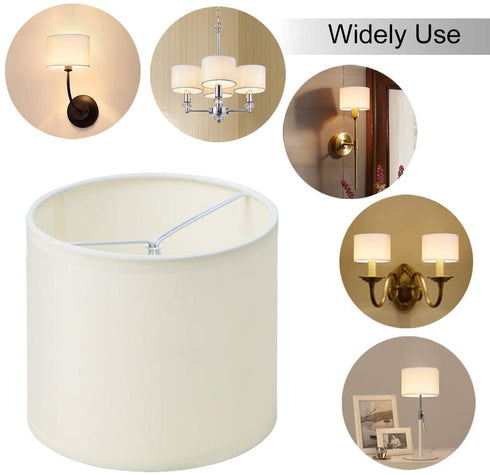 Wellmet Small Lamp Shade,ONLY for Candle Bulbs,Clip-on Drum Lamp Shades,Set of 6, 5.5"x 5.5"x5",Cream White