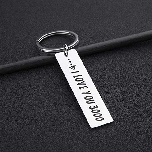 Aizza Beata I Love You 3000 Keychain Gifts for Boyfriend Girlfriend Birthday Valentine Wedding Anniversary for Husband Wife Hubby Fans Christmas 2023 Graduation for Women Men Stocking Stuffer