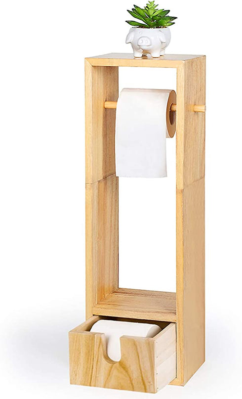 Toilet Paper Holder Toilet Paper Stand Roll Holder Stand and Dispenser with Storage for Bathroom