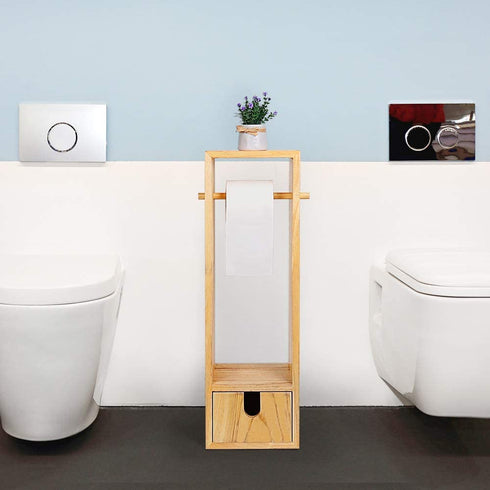 Toilet Paper Holder Toilet Paper Stand Roll Holder Stand and Dispenser with Storage for Bathroom