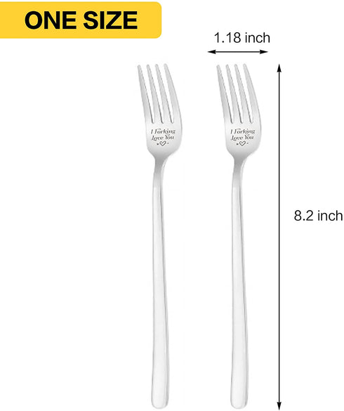 N/C I Forking Love You Dinner Funny Forks Kitchen Engraved Stainless Steel Silverware Fork Boyfriend Girlfriend Anniversary Gifts, Carnival, Valentines Gift, Wedding Registry Items Silver 21CM F-4