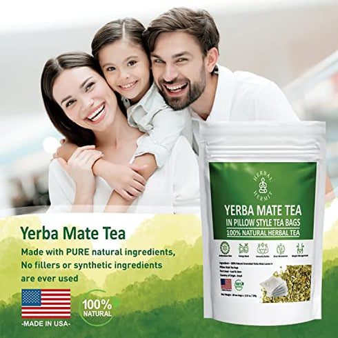 Yerba Mate Tea with Natural Organic Yerba Matte (50 tea bags)| Rich in Chlorophyll, Antioxidants and Vitamins| Made in USA