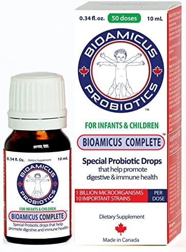 BIOAMICUS Complete Probiotic Drops for Infants & Toddlers. 10 Strains per dose.