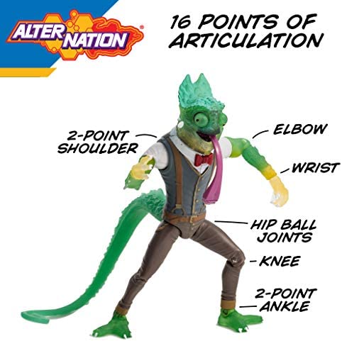 Alter Nation Sham Human Chameleon Alligator Hybrid Web Cartoon Dark Horse Comics Graphic Novel Action Figure with Thermal Color Changing Body & Mini Comic Book Great Gift for Kids 6 & Up