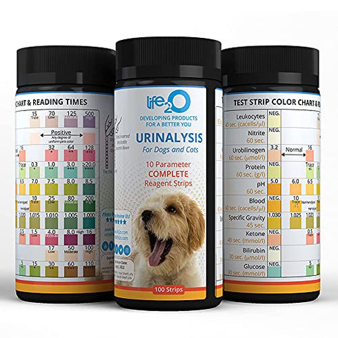 10-in-1 Dog and Cat Vet-10 Urine Test Strips 100ct, Veterinarian Lab Grade Pet Health Wellness Urinalysis Home Testing Kit, Detect UTI Urinary Tract Infections, Diabetes, Kidney and Liver Function