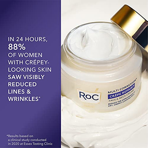 RoC Crepe Repair Anti Aging Daily Face Moisturizer & Neck Firming Cream (1.7 oz) + RoC Retinol Wrinkle Smoothing Capsules (7 CT), Skin Care Treatment