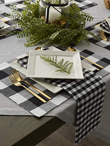 DII Gingham Check Tabletop Collection, Black, Placemat Set