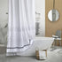 YoKii 36 Inch Boho Stall Shower Curtain with 4'' Long Tassels, Bohemian Nordic Chic Geometric Striped Single Small Bathroom Shower Curtains Set with Hooks (36 x 72, White)