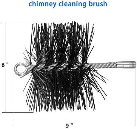 Stanbroil 6 Inch Round Chimney Cleaning Brush with 1/4" NPT Fitting for Insulated Chimneys, Stainless Steel or Metal Stove Pipes- Works with Most Chimney Rod Sets