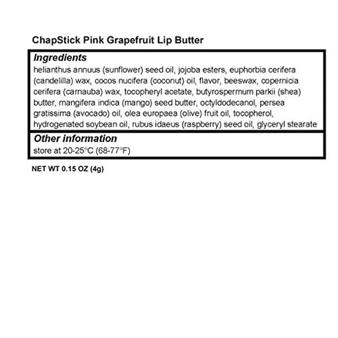 ChapStick Pink Grapefruit 100% Natural Lip Butter Tube, Lip Balm - 0.15 Oz