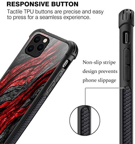 CARLOCA iPhone 11 Case,Black Red Wood Grain iPhone 11 Cases for Men Boys,Graphic Design Shockproof Anti-Scratch Hard Back Case for Apple iPhone 11 Wood Grain