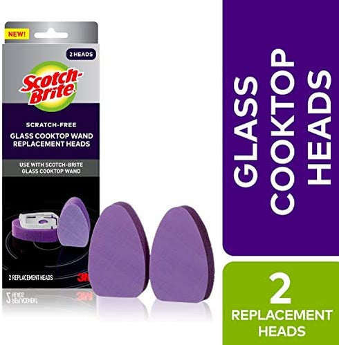 Scotch-Brite Glass Cooktop Wand Replacement Heads, Cleans With Just Water, Tackle Burnt-On Messes, 2 Replacement Heads