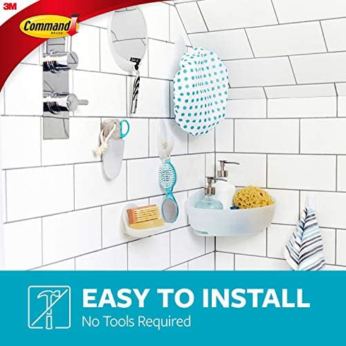 Command Bath Corner Caddy, Clear Frosted, 7.5 lb. Capacity, 1-Caddy, 4-Water-Resistant Strips, Organize Damage-Free