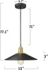 Zeyu 1-Light Industrial Pendant Light, 13 Inch Modern Hanging Pendant Light with Metal Dome Shade, Black and Gold Finish, ZG32M1L BK+BG
