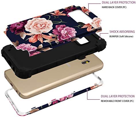 Samsung S7 Case,S7 Phone Case,Casewind Samsung Galaxy S7 Case Floral 3 in 1 Hard PC Soft Silicone Heavy Duty Hybrid Protection Shockproof Anti-Scratch Rugged Bumper Cover for Galaxy S7 Case,Navy Blue