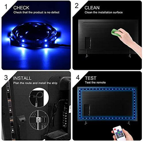 Ambient Lighting TV LED Backlight for 60-75in TV,USB LED Light Strip Bias Lighting Neon Accent for HDTV 4 Sides, Monitor Backlight with RF Remote Controller & Strong Adhesive Tape 13.2ft