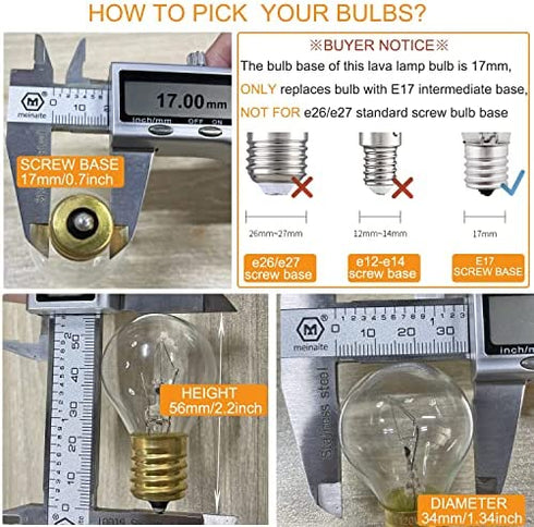 Lava Lamp Bulb 25 Watt, E17 Intermediate Base 6 Packs The Lava Original Replacement Bulb for 14.5-Inch/20-Ounce Lava Lamp, E17 Base 120 Volt Lava Lamp Replacement Bulbs, S11 Bulb