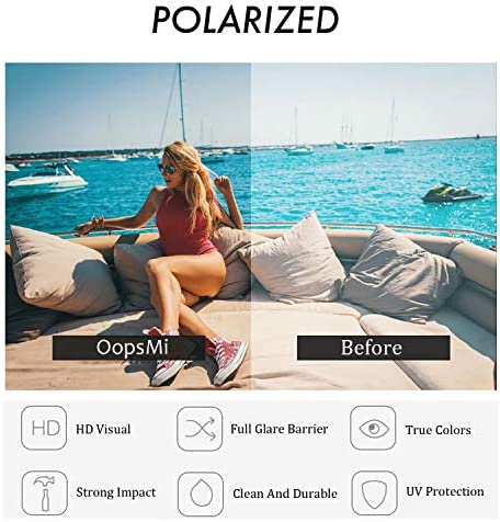 OopsMi Clip On Sunglasses Polarized Unisex Large Lightweight For Prescription Glasses (Black Lens)