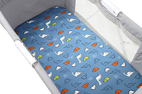 Bassinet Sheet Set 3 Pack Jersey Knit Ultra Soft Stretchy for Baby Boy Girl Compatible with Halo, MiClassic, Chicco Lullago Mattress Dinosaur Elephant Giraffe Rabbit Blue Yellow Green by Knlpruhk