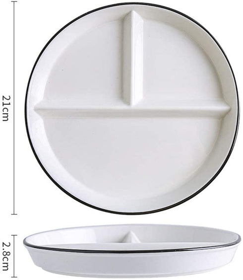 Bicuzat 1 PCS Ceramic Portion Control Plate Divided Dish for Healthy Eating and Weight Loss Divided Dessert Plate Salad Plate Dinner Plate for Kids-8 Inch