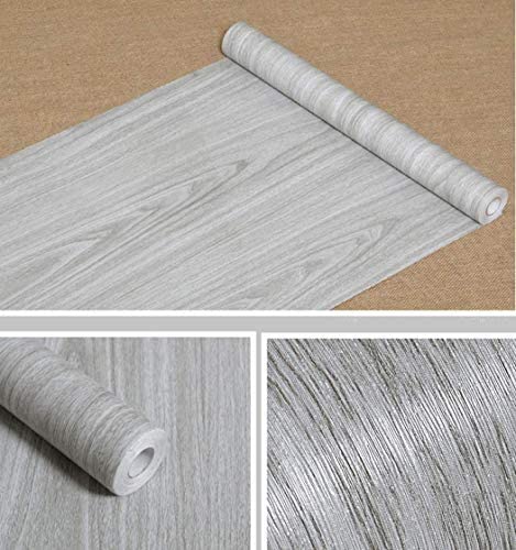 Gray Wood Grain Contact Paper Self Adhesive Shelf Liner Drawer Self Adhesive Shelf Liner Kitchen Cabinets Shelves Door Sticker 17.7 Inch by 78 Inch