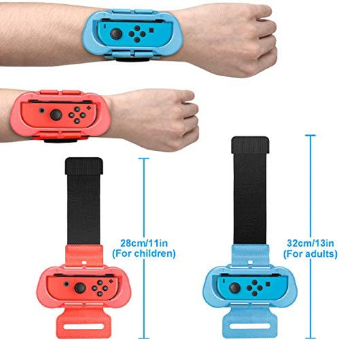 Wrist Bands for Just Dance 2023 2022 2021 and for Zumba Burn It Up Compatible with Nintendo Switch for Joy-Cons & Switch OLED Model , Adjustable Elastic Strap, Two Size for Adults and Children, 2 Pack