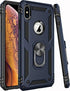iPhone Xs Max Case with Tempered Glass Screen Protector,iPhone Xs Max Cover Military Grade 16ft. Drop Tested Cover with Magnetic Ring Kickstand Protective Phone Case for iPhone Xs Max Blue