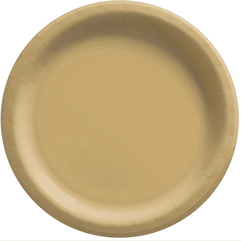 Amscan Big Party Pack Round Paper Plates, 8.5", Gold