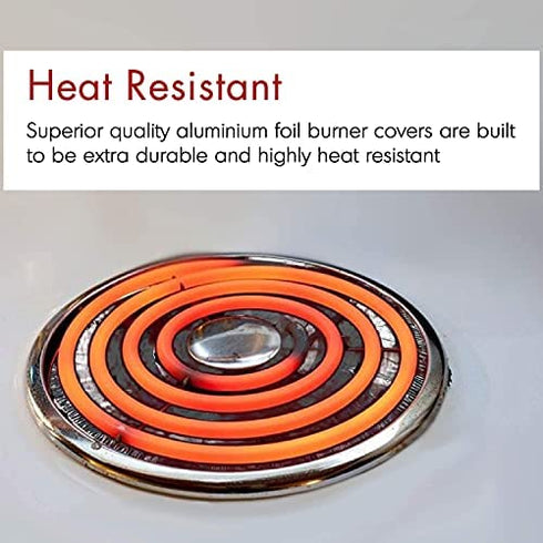 Burner Covers for Electric Stove by Linda’s Essentials (50 Pack) | Disposable Aluminium Stove Burner Liners | Round Foil 6 and 8 Inch Burner Bibs Keep Electric Range Stove Clean From Oil and Food