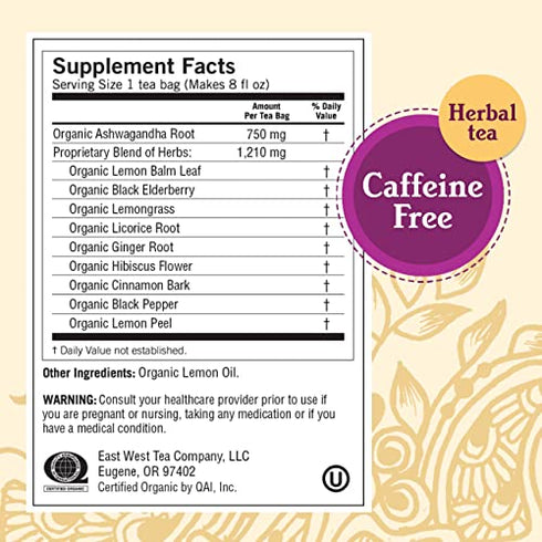 Yogi Tea - Elderberry Lemon Balm Immune and Stress Support (4 Pack) - With Ashwagandha For Adaptogenic Support - Caffeine Free - 64 Organic Herbal Tea Bags