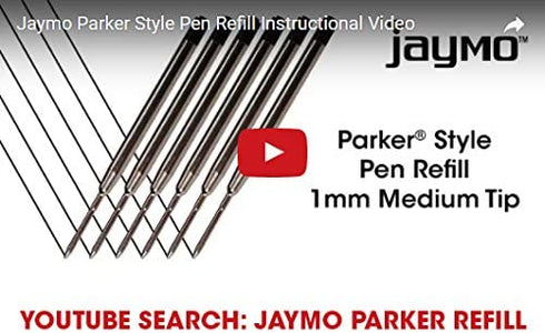 6 - Black Parker Compatible Ballpoint Pen Refills. Smooth Writing German Ink and 1mm Medium Tip. #1782467