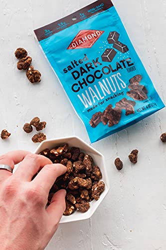 Diamond of California Salted Dark Chocolate Walnuts, 4 oz, 1 Pack