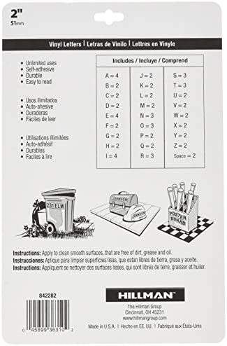 Hillman 842282 Pack Adhesive Letters, 2-Inch, Black/White