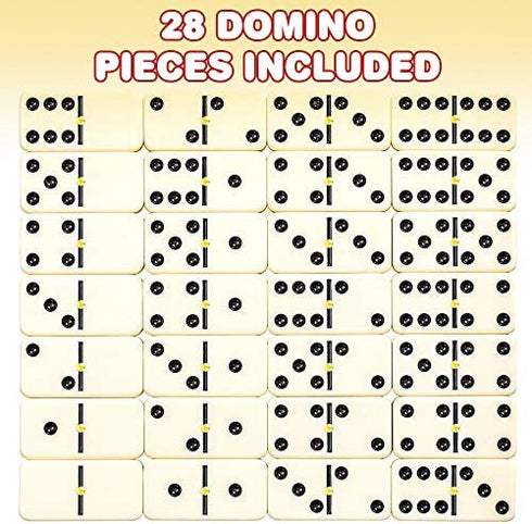 Gamie Double Six Dominoes Set in Faux Leather Case, 28 Dominos Tiles for Kids, Fun Educational Toy Classroom Kit, Classic Set of Dominoes for Game Night or Travel in Gift Box