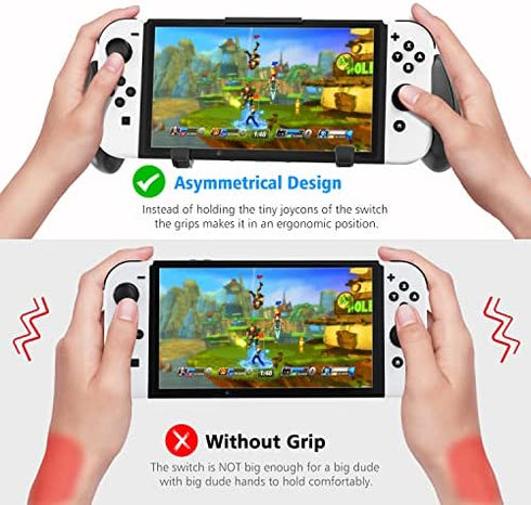Switch Grip with Upgraded Adjustable Stand, Compatible with Nintendo Switch & OLED, OIVO Asymmetrical Grip with Adjustable Stand and 5 Game Slots-4 Thumb Caps Included