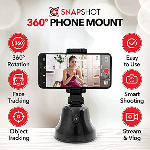 Snapshot Auto Tracking Phone Holder - Auto Face Tracking Tripod for iPhone and Android | 360-Degree Face Tracking Phone Holder | Motion Sensing Phone Stand for Live Streaming, Vlogging, and More
