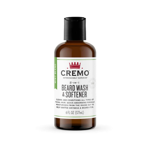 Cremo 2-in-1 Mint Blend Beard Wash & Softener, Cleans and Conditions All Lengths of Facial Hair, 6 Oz.