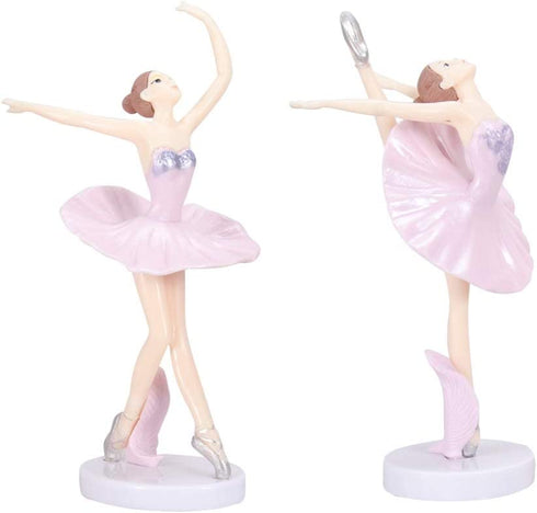 LIOOBO Pack of 3 Ballerina Statue Desktop Ornament Plastic Dancing Girl Crafts Figurines Pink