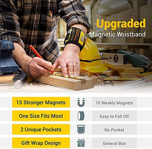 Magnetic Wristband Christmas Stocking Stuffers - Cool Gadgets Birthday Gifts Ideas for Men Women Dad Husband Him Boyfriend Teenagers, Cool Stuff Magnet Wrist Tools Belt Holder for Holding Screws Drill