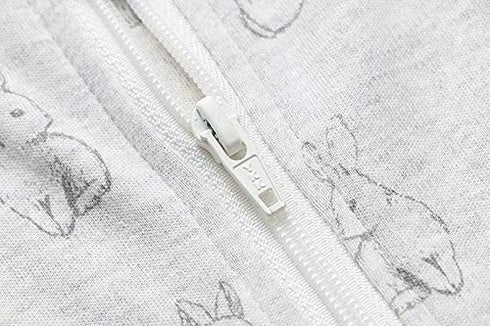 Baby Organic Cotton 0.5tog Wearable Blanket - Lightweight Sleeping Bag with 2-Way Zipper, Boys Girls Swaddle Transition Sleep Sack(Gray Rabbit, 12-18 Months)