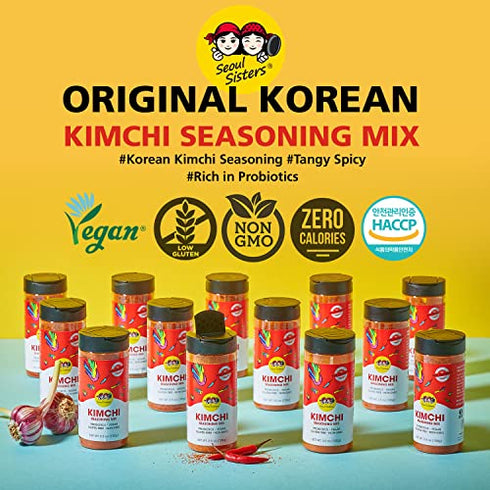 SEOUL SISTERS Korean Kimchi Powder Seasoning Mix 3.5 oz (100g) 1EA - ORIGINAL Spicy Seasoning Mix, Rich in Probiotics, Delicious Barbecue Dry Rub for Chicken Pork Fish Vegetables