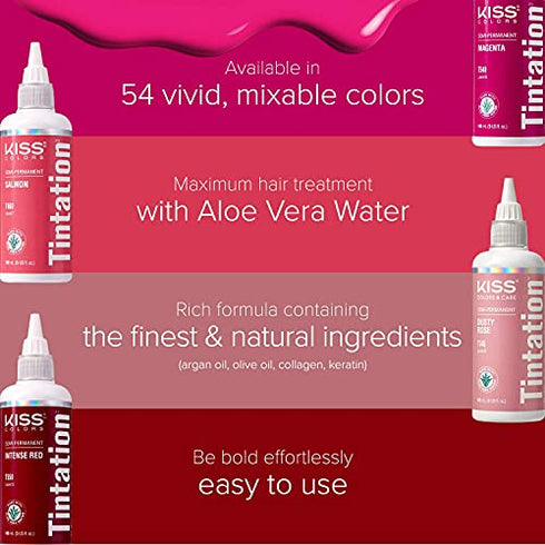 Kiss Tintation Semi-Permanent Hair Color Treatment 148 mL (5 US fl.oz) (Red Velvet)