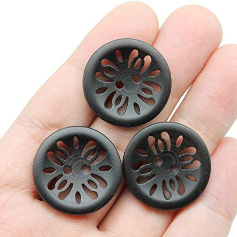 Raydodo 12 Pcs 25mm Matt Black Buttons 1 Inch for Sewing Buttons Large 2-Holes Flatback Vintage Craft Buttons for Crafts and DIY Handmade Repair Clothing (Black)