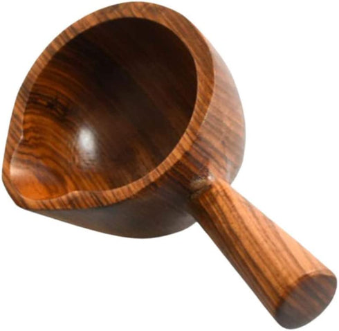 Yardwe Wooden Sauce Dish Creamer Jugs with Handle Mini Sauce Pitcher Milk Creamer Coffee Syrup Jar Server