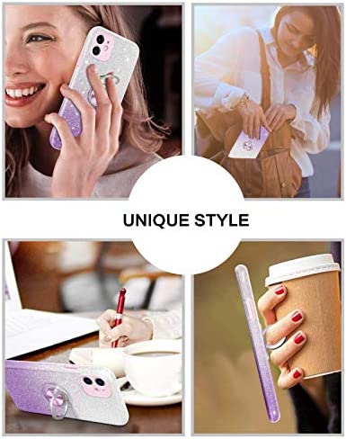 BENTOBEN iPhone 11 Case, iPhone 11 Phone Case, Slim Fit Glitter Sparkly Case with 360° Ring Holder Kickstand Magnetic Car Mount Supported Protective Girls Women Cover for iPhone 11 6.1" (2019), Purple