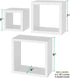 Greenco, White Set of 3 Wall Mounted Cube Floating Shelves, Finish