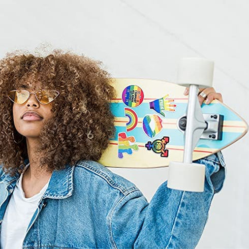 Pride Stickers, 100-Piece LGBTQ Rainbow Stickers, Vinyl LGBT Gay Pride Stickers for Laptops, Water Bottles, Luggage, Scrapbooking